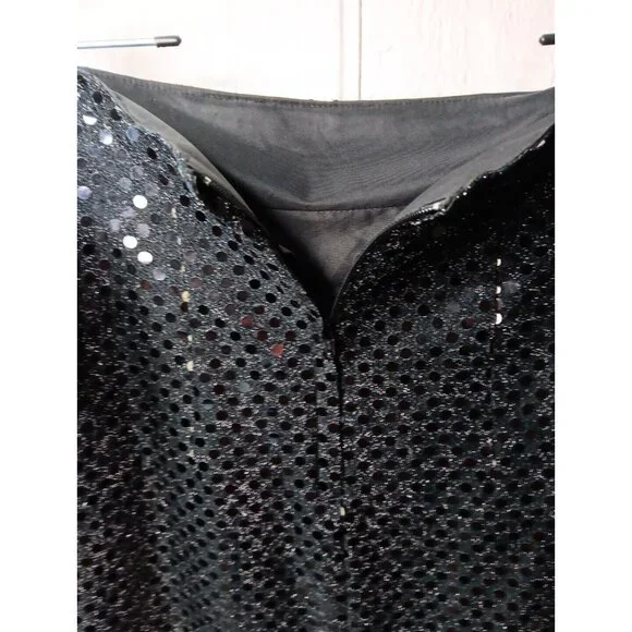 Vtg Granite Women's 8 Black Mirror Sparkle Skirt Knee Length Lined USA Made NWT - Picture 4 of 8